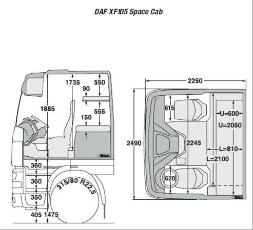 DAF XF cabin size